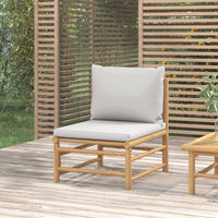 Thumbnail for Garten-Mittelsofa mit Hellgrauen Kissen Bambus