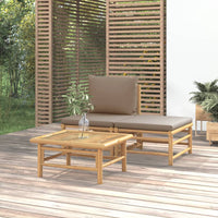 Thumbnail for 3-tlg. Garten-Lounge-Set mit Taupe Kissen Bambus