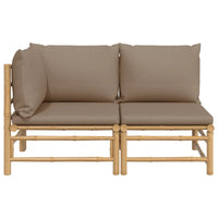 Thumbnail for 2-tlg. Garten-Lounge-Set mit Taupe Kissen Bambus