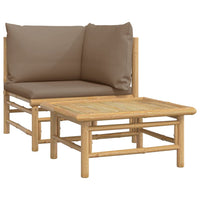 Thumbnail for 2-tlg. Garten-Lounge-Set mit Taupe Kissen Bambus