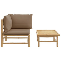 Thumbnail for 2-tlg. Garten-Lounge-Set mit Taupe Kissen Bambus