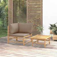 Thumbnail for 2-tlg. Garten-Lounge-Set mit Taupe Kissen Bambus