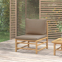 Thumbnail for Garten-Mittelsofa mit Taupe Kissen Bambus