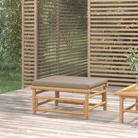 Thumbnail for Gartenhocker mit Taupe Kissen Bambus