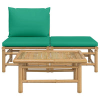 Thumbnail for 3-tlg. Garten-Lounge-Set mit Grünen Kissen Bambus