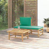 Thumbnail for 3-tlg. Garten-Lounge-Set mit Grünen Kissen Bambus