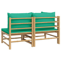 Thumbnail for 2-tlg. Garten-Lounge-Set mit Grünen Kissen Bambus