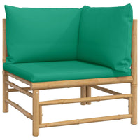 Thumbnail for 2-tlg. Garten-Lounge-Set mit Grünen Kissen Bambus
