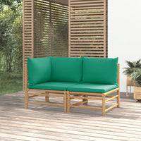 Thumbnail for 2-tlg. Garten-Lounge-Set mit Grünen Kissen Bambus