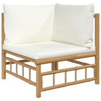 Thumbnail for Garten-Ecksofa mit Cremeweißen Kissen Bambus