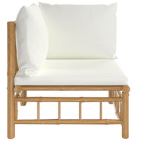 Thumbnail for Garten-Ecksofa mit Cremeweißen Kissen Bambus