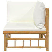 Thumbnail for Garten-Ecksofa mit Cremeweißen Kissen Bambus