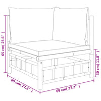 Thumbnail for Garten-Ecksofa mit Cremeweißen Kissen Bambus