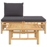 Thumbnail for 3-tlg. Garten-Lounge-Set mit Dunkelgrauen Kissen Bambus