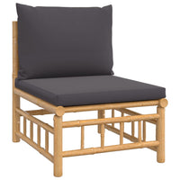 Thumbnail for 3-tlg. Garten-Lounge-Set mit Dunkelgrauen Kissen Bambus