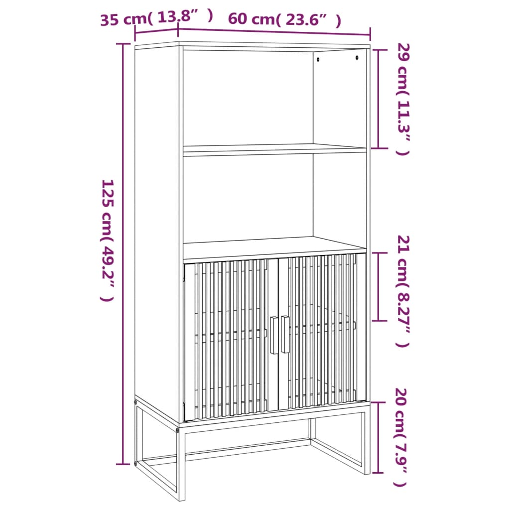 Sideboard Weiß 60x35x125 cm Holzwerkstoff