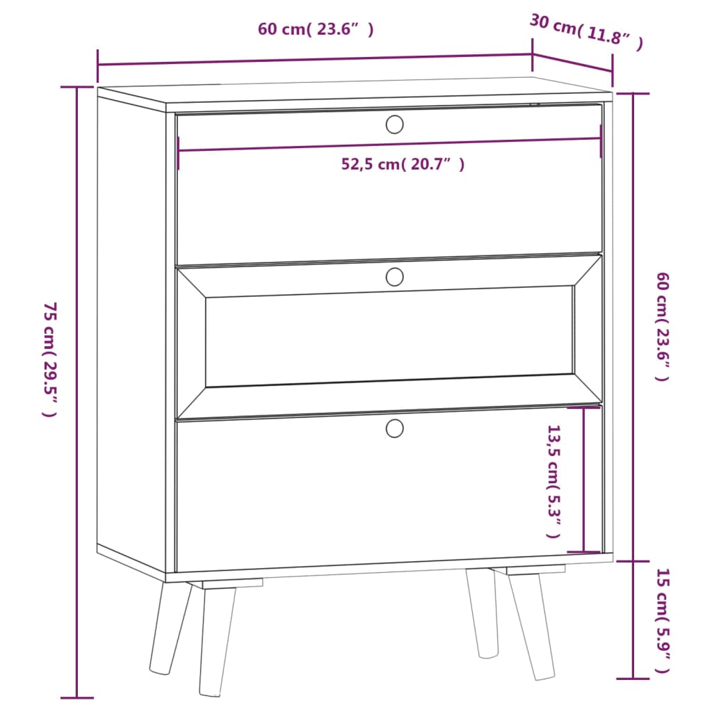 Sideboard mit Schubladen 60x30x75 cm Holzwerkstoff