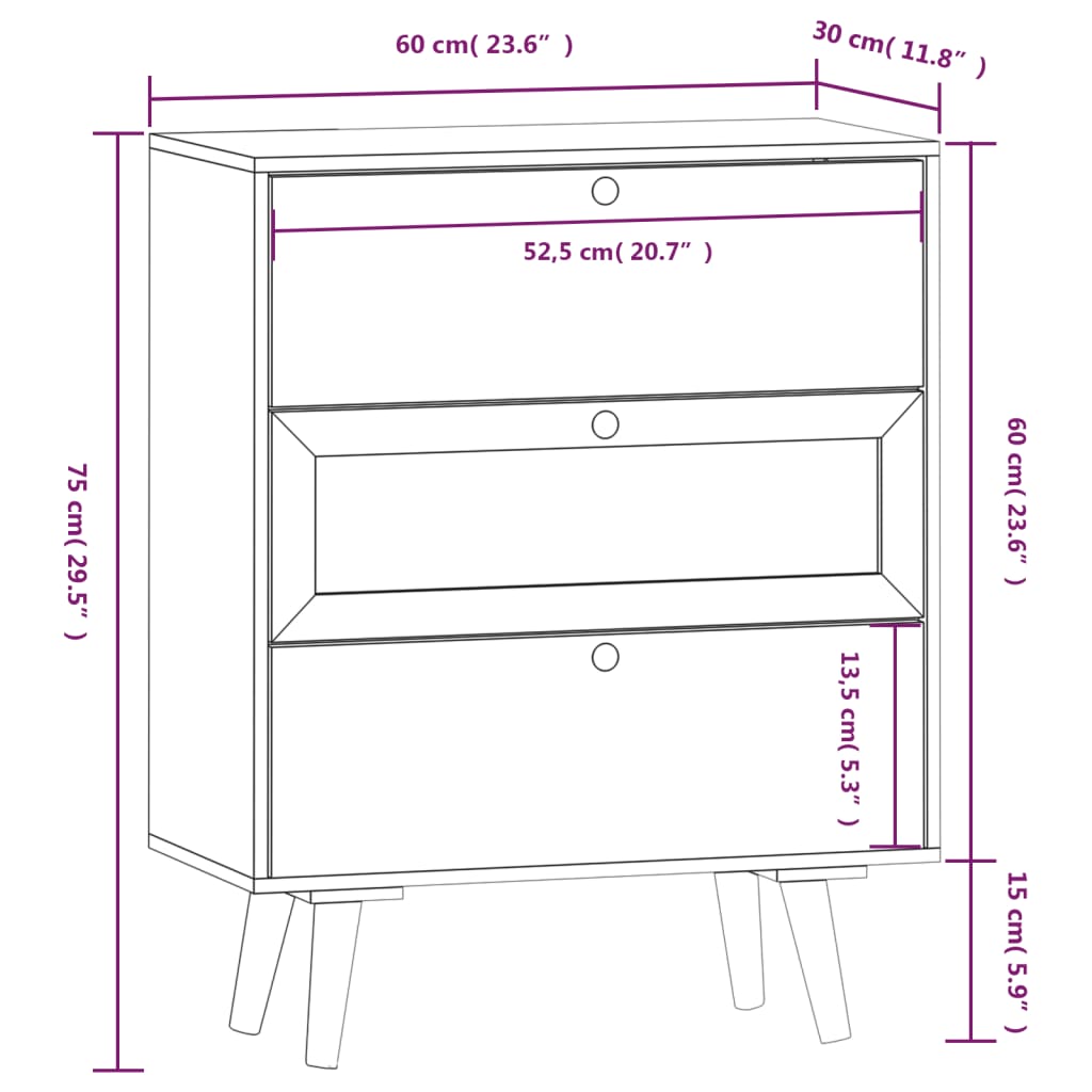 Sideboard mit Schubladen 60x30x75 cm Holzwerkstoff
