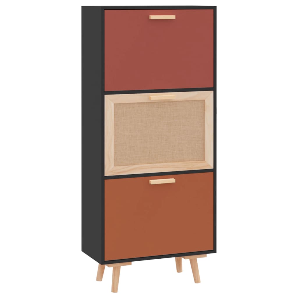 Schuhschrank Schwarz 52x25x120 cm Holzwerkstoff