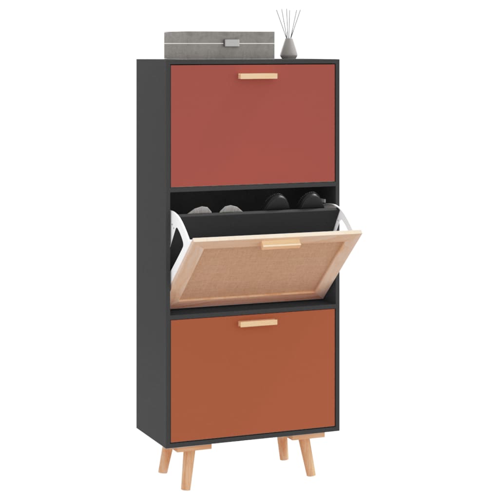 Schuhschrank Schwarz 52x25x120 cm Holzwerkstoff