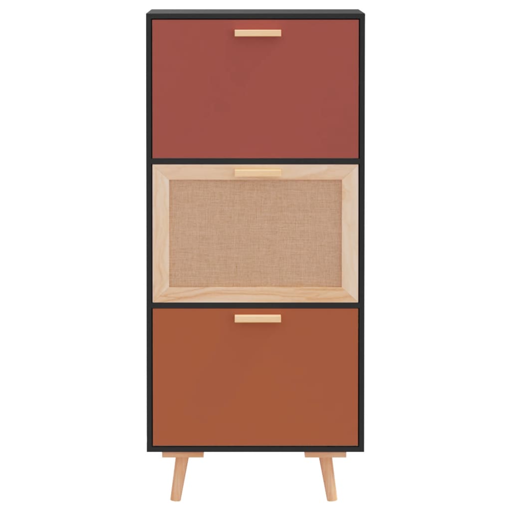 Schuhschrank Schwarz 52x25x120 cm Holzwerkstoff