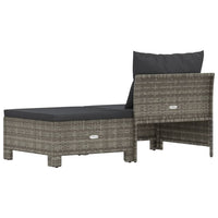 Thumbnail for 2-tlg. Garten-Lounge-Set mit Kissen Grau Poly Rattan