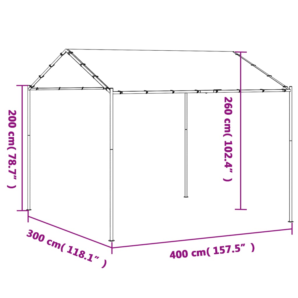Gartenpavillon Anthrazit 4x3 m Stahl und Stoff