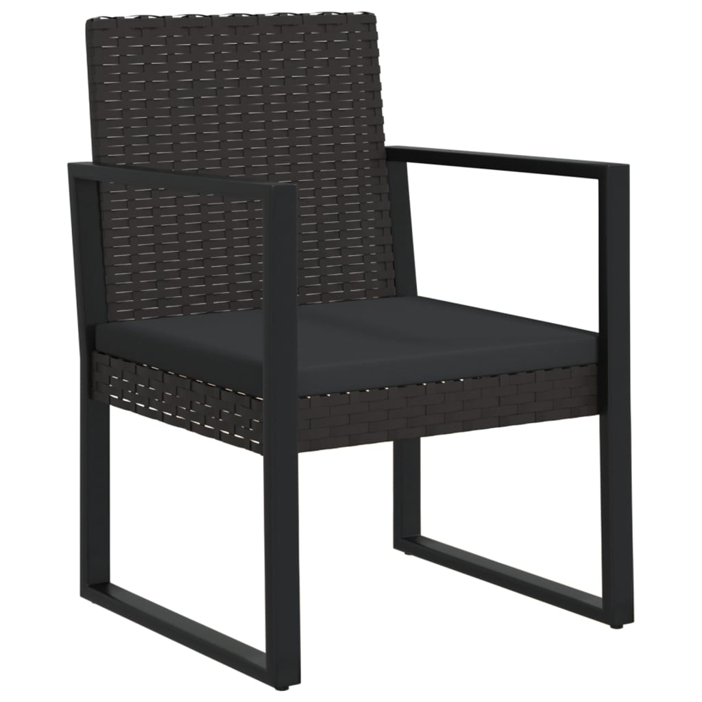 Gartensessel mit Kissen Schwarz Poly Rattan