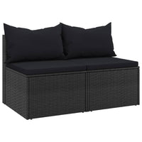 Thumbnail for Garten-Mittelsofas mit Kissen 2 Stk. Schwarz Poly Rattan