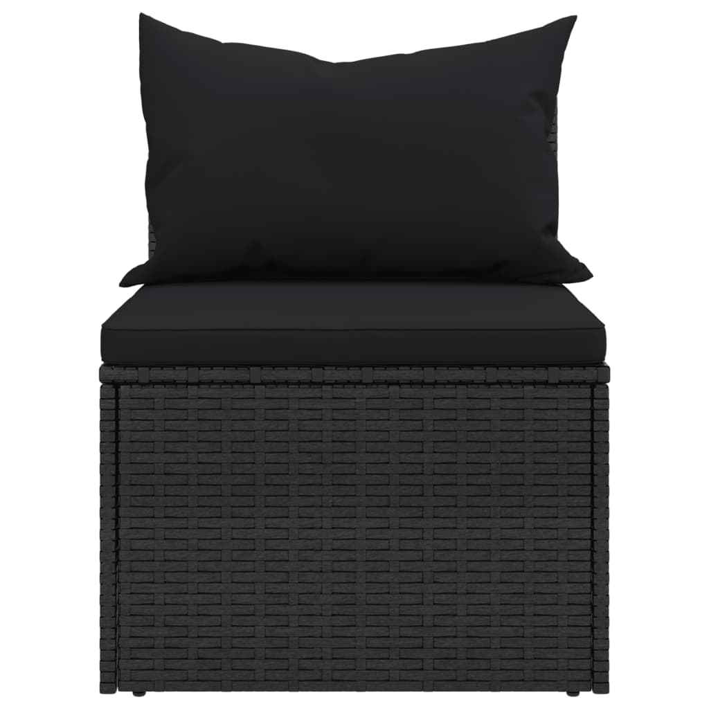 Garten-Mittelsofas mit Kissen 2 Stk. Schwarz Poly Rattan