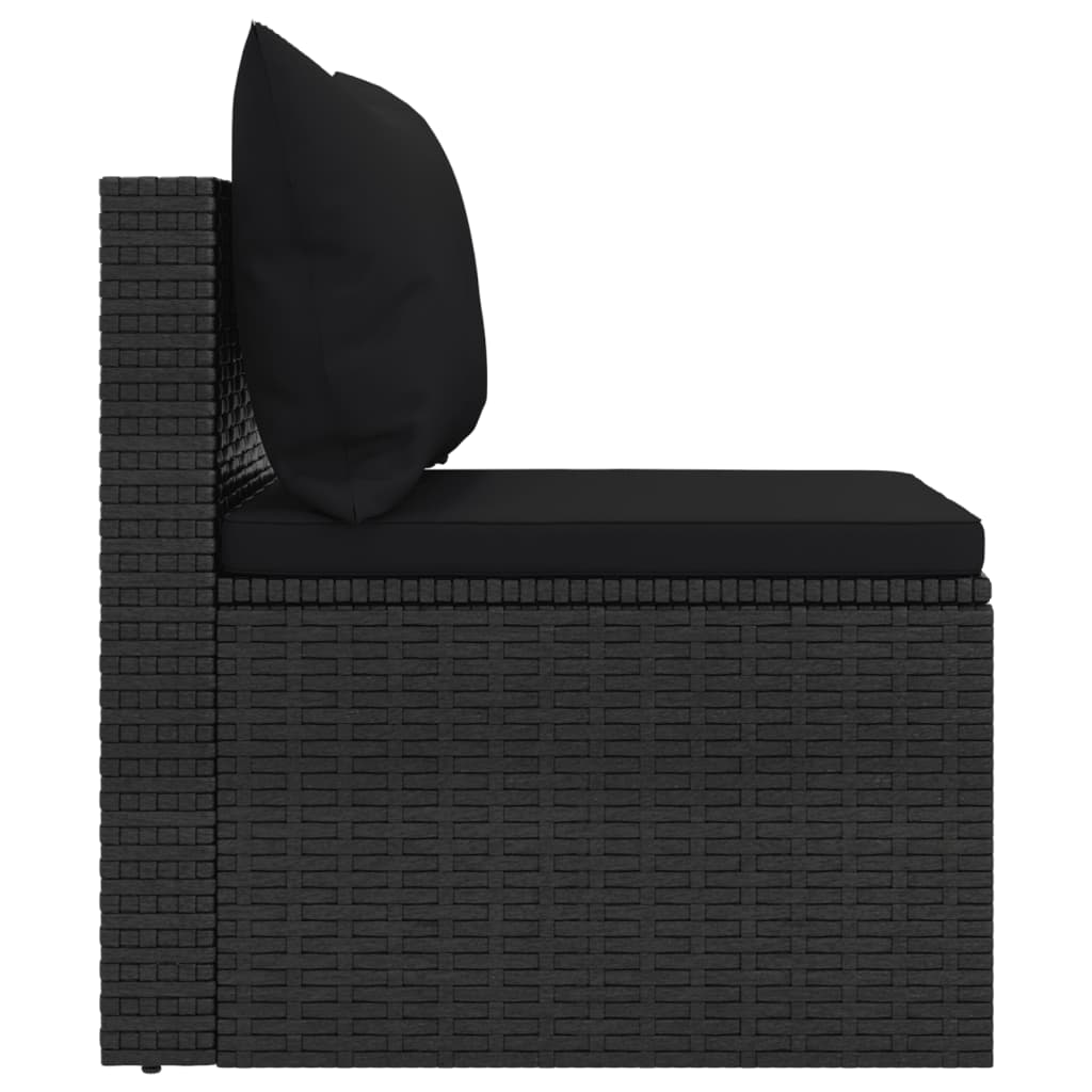 Garten-Mittelsofas mit Kissen 2 Stk. Schwarz Poly Rattan