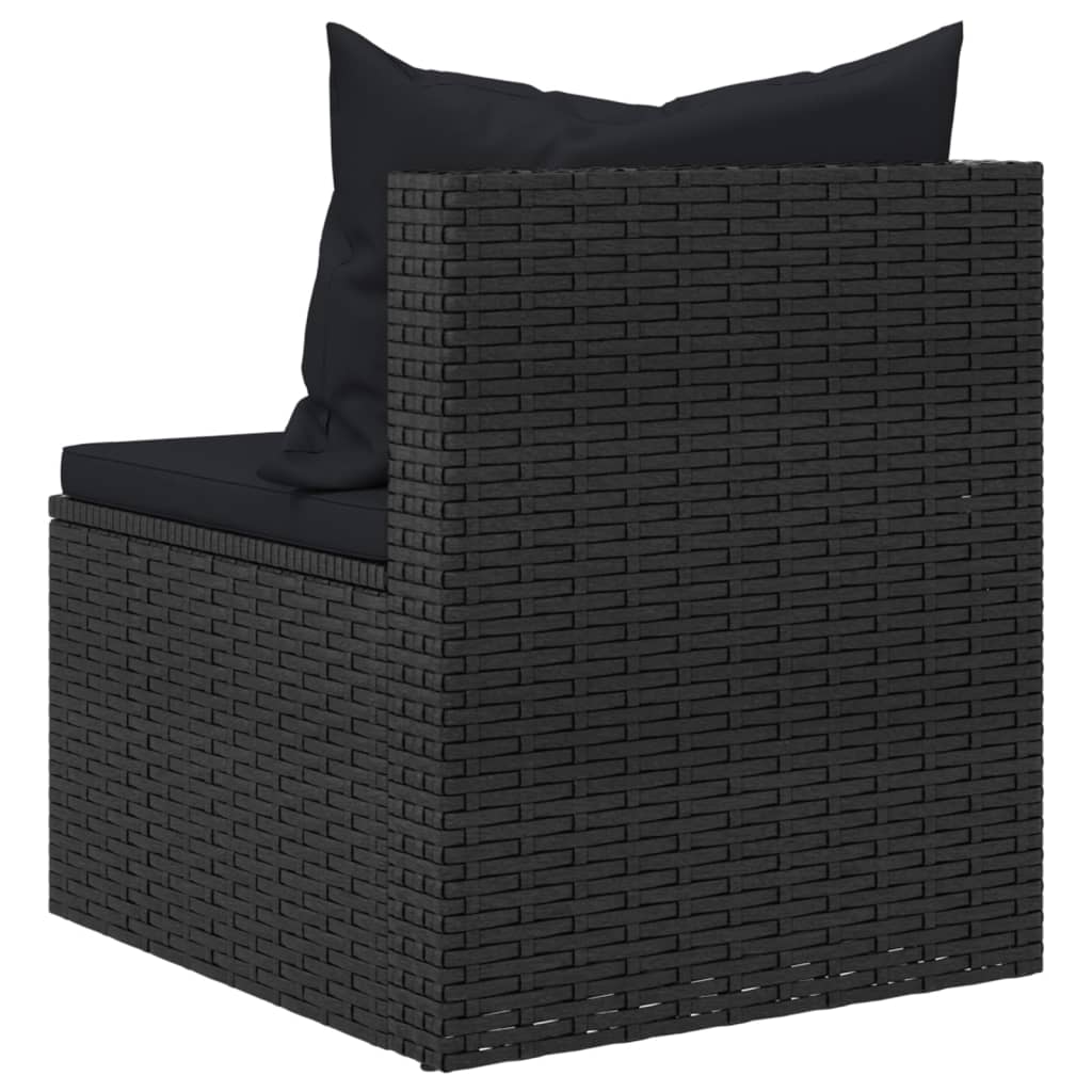Garten-Mittelsofas mit Kissen 2 Stk. Schwarz Poly Rattan