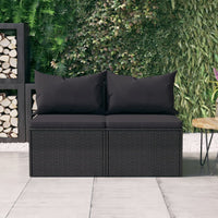Thumbnail for Garten-Mittelsofas mit Kissen 2 Stk. Schwarz Poly Rattan