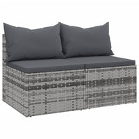 Thumbnail for Garten-Mittelsofas mit Kissen 2 Stk. Grau Poly Rattan