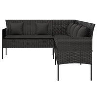 Thumbnail for Gartensofa in L-Form mit Kissen Schwarz Poly Rattan