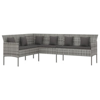 Thumbnail for Gartensofa in L-Form mit Kissen Grau Poly Rattan