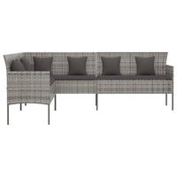 Thumbnail for Gartensofa in L-Form mit Kissen Grau Poly Rattan