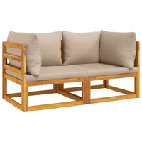 Thumbnail for Modular-Ecksofas 2 Stk. mit Kissen Taupe Massivholz Akazie