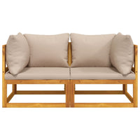 Thumbnail for Modular-Ecksofas 2 Stk. mit Kissen Taupe Massivholz Akazie