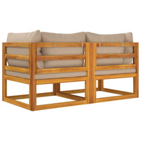 Thumbnail for Modular-Ecksofas 2 Stk. mit Kissen Taupe Massivholz Akazie