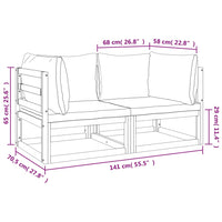 Thumbnail for Modular-Ecksofas 2 Stk. mit Kissen Taupe Massivholz Akazie