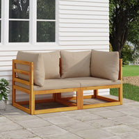 Thumbnail for Modular-Ecksofas 2 Stk. mit Kissen Taupe Massivholz Akazie