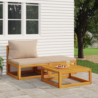 Thumbnail for 3-tlg. Garten-Lounge-Set mit Kissen Massivholz Akazie