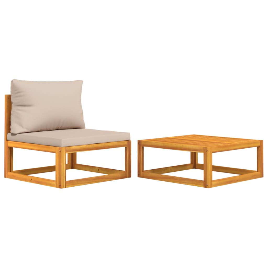 2-tlg. Garten-Sofa-Set mit Kissen Massivholz Akazie