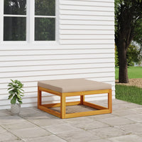 Thumbnail for Gartenhocker mit Kissen Taupe Massivholz Akazie