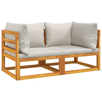 Thumbnail for Modular-Ecksofas 2 Stk. mit Hellgrauen Kissen Massivholz Akazie