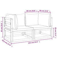 Thumbnail for Modular-Ecksofas 2 Stk. mit Hellgrauen Kissen Massivholz Akazie