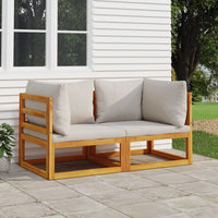 Thumbnail for Modular-Ecksofas 2 Stk. mit Hellgrauen Kissen Massivholz Akazie