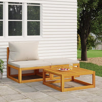 Thumbnail for 3-tlg. Garten-Lounge-Set mit Kissen Massivholz Akazie