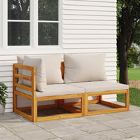 Thumbnail for 2-tlg. Garten-Sofa-Set mit Kissen Massivholz Akazie